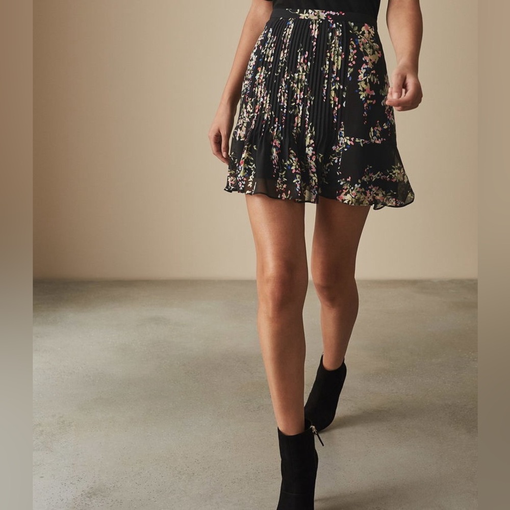 Reiss Black Skirt with Floral Accents